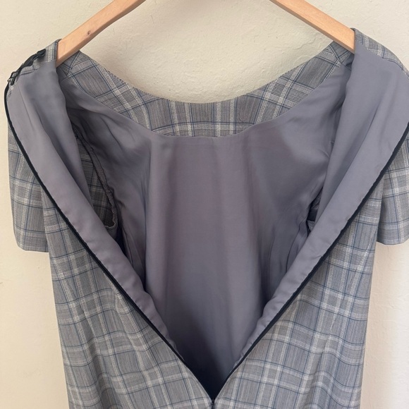 THEORY Jatinn Shift Dress Wool Blend Short Sleeve Plaid Size 10 - Picture 10 of 16